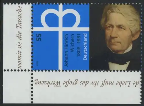 BUND 2008 Michel-Nummer 2657 postfrisch EINZELMARKE ECKRAND unten links