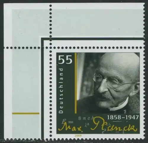 BUND 2008 Michel-Nummer 2658 postfrisch EINZELMARKE ECKRAND oben links