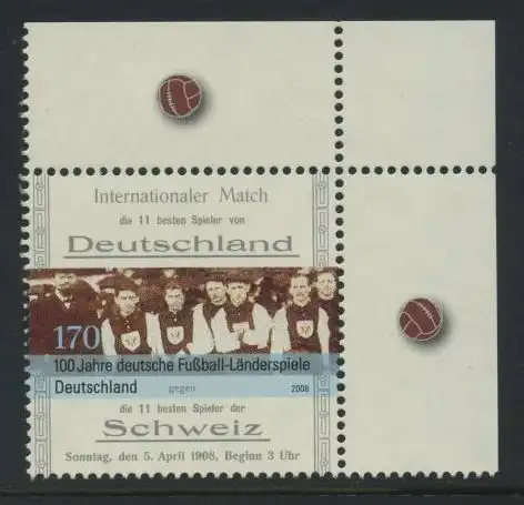 BUND 2008 Michel-Nummer 2659 postfrisch EINZELMARKE ECKRAND oben rechts