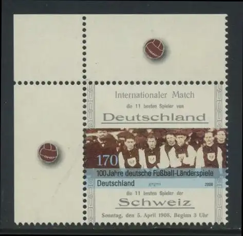 BUND 2008 Michel-Nummer 2659 postfrisch EINZELMARKE ECKRAND oben links