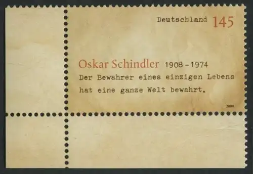 BUND 2008 Michel-Nummer 2660 postfrisch EINZELMARKE ECKRAND unten links