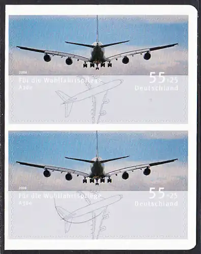 BUND 2008 Michel-Nummer 2676 postfrisch vert.PAAR (c) -aus MH/selbstklebend-