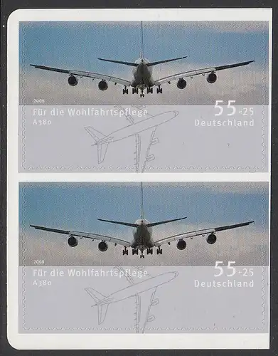 BUND 2008 Michel-Nummer 2676 postfrisch vert.PAAR (a) -aus MH/selbstklebend-