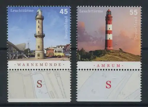 BUND 2008 Michel-Nummer 2677-2678 postfrisch SATZ(2) EINZELMARKEN RÄNDER unten (a)