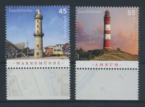 BUND 2008 Michel-Nummer 2677-2678 postfrisch SATZ(2) EINZELMARKEN RÄNDER unten (b)