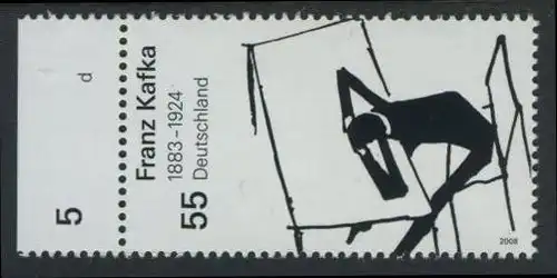 BUND 2008 Michel-Nummer 2680 postfrisch EINZELMARKE RAND links (a)