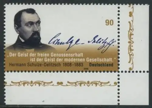 BUND 2008 Michel-Nummer 2684 postfrisch EINZELMARKE ECKRAND unten rechts