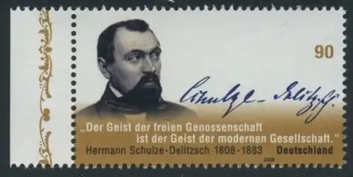 BUND 2008 Michel-Nummer 2684 postfrisch EINZELMARKE RAND links (c)