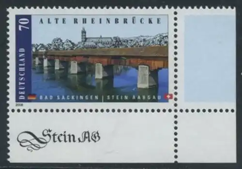 BUND 2008 Michel-Nummer 2691 postfrisch EINZELMARKE ECKRAND unten rechts