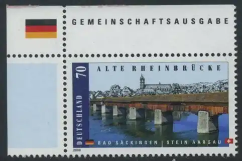 BUND 2008 Michel-Nummer 2691 postfrisch EINZELMARKE ECKRAND oben links