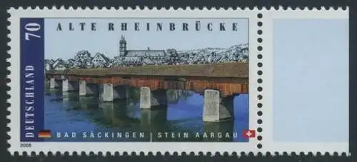 BUND 2008 Michel-Nummer 2691 postfrisch EINZELMARKE RAND rechts