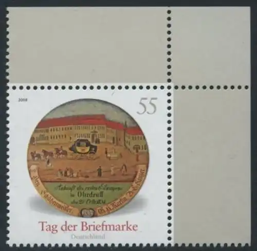 BUND 2008 Michel-Nummer 2692 postfrisch EINZELMARKE ECKRAND oben rechts