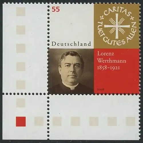 BUND 2008 Michel-Nummer 2697 postfrisch EINZELMARKE ECKRAND unten links