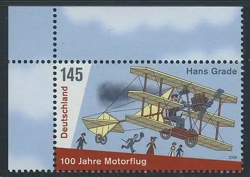 BUND 2008 Michel-Nummer 2698 postfrisch EINZELMARKE ECKRAND oben links