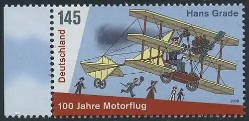 BUND 2008 Michel-Nummer 2698 postfrisch EINZELMARKE RAND links (b)