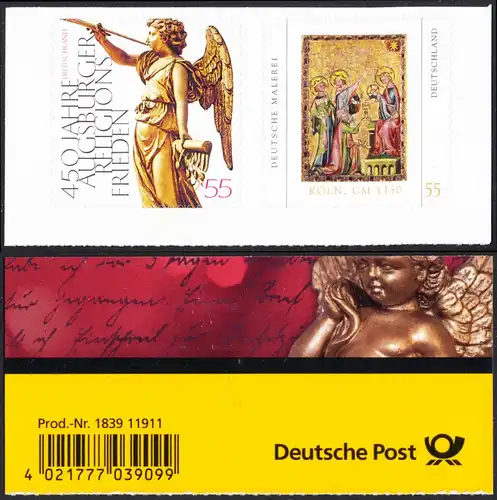 BUND 2008 Michel-Nummer 2700-2701 postfrisch horiz.PAAR m/ EAN  -aus MH/selbstklebend-