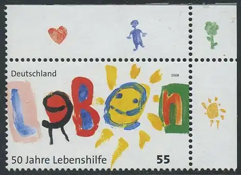 BUND 2008 Michel-Nummer 2702 postfrisch EINZELMARKE ECKRAND oben rechts