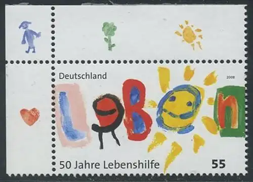 BUND 2008 Michel-Nummer 2702 postfrisch EINZELMARKE ECKRAND oben links