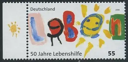 BUND 2008 Michel-Nummer 2702 postfrisch EINZELMARKE RAND links (a)