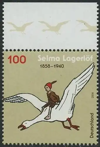 BUND 2008 Michel-Nummer 2705 postfrisch EINZELMARKE RAND oben (a)