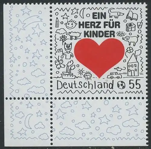 BUND 2008 Michel-Nummer 2706 postfrisch EINZELMARKE ECKRAND unten links