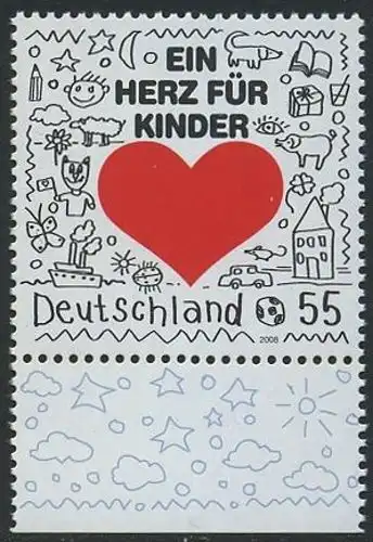 BUND 2008 Michel-Nummer 2706 postfrisch EINZELMARKE RAND unten (a)