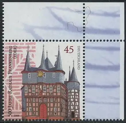BUND 2009 Michel-Nummer 2713 postfrisch EINZELMARKE ECKRAND oben rechts