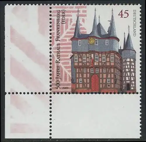 BUND 2009 Michel-Nummer 2713 postfrisch EINZELMARKE ECKRAND unten links