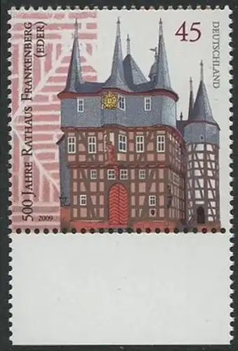 BUND 2009 Michel-Nummer 2713 postfrisch EINZELMARKE RAND unten (a)