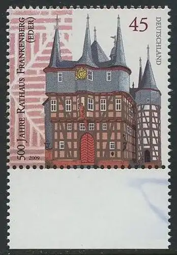 BUND 2009 Michel-Nummer 2713 postfrisch EINZELMARKE RAND unten (b)