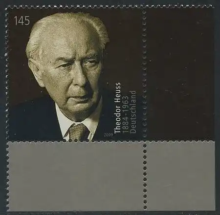 BUND 2009 Michel-Nummer 2714 postfrisch EINZELMARKE ECKRAND unten rechts