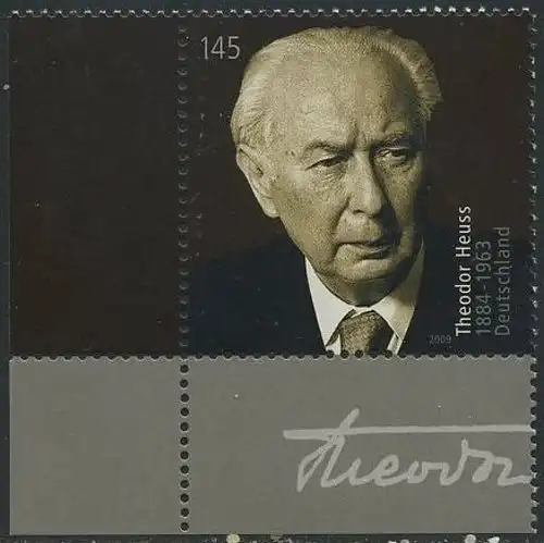 BUND 2009 Michel-Nummer 2714 postfrisch EINZELMARKE ECKRAND unten links