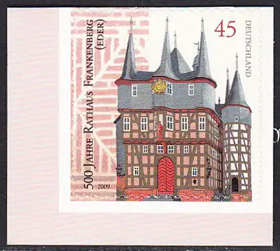 BUND 2009 Michel-Nummer 2718 postfrisch EINZELMARKE ECKRAND unten links (a2) -aus MH/selbstklebend-