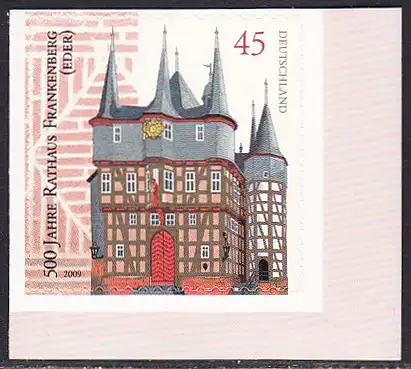 BUND 2009 Michel-Nummer 2718 postfrisch EINZELMARKE ECKRAND unten rechts (b2) -aus MH/selbstklebend-