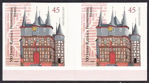 BUND 2009 Michel-Nummer 2718 postfrisch horiz.PAAR RAND unten (b) -aus MH/selbstklebend-