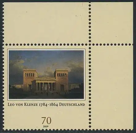 BUND 2009 Michel-Nummer 2719 postfrisch EINZELMARKE ECKRAND oben rechts
