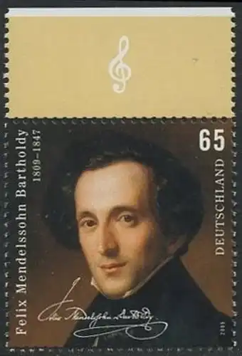 BUND 2009 Michel-Nummer 2720 postfrisch EINZELMARKE RAND oben (a)