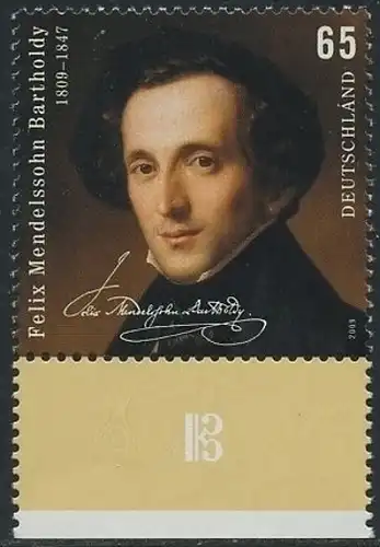 BUND 2009 Michel-Nummer 2720 postfrisch EINZELMARKE RAND unten (c)