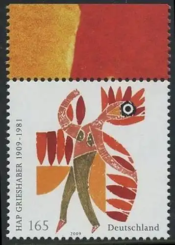 BUND 2009 Michel-Nummer 2722 postfrisch EINZELMARKE RAND oben (b)