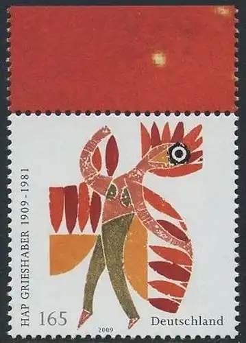 BUND 2009 Michel-Nummer 2722 postfrisch EINZELMARKE RAND oben (c)