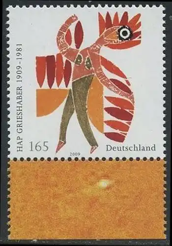 BUND 2009 Michel-Nummer 2722 postfrisch EINZELMARKE RAND unten (a)