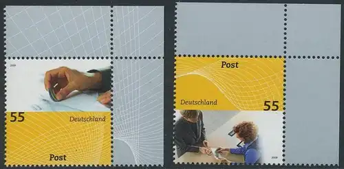 BUND 2009 Michel-Nummer 2723-2724 postfrisch SATZ(2) EINZELMARKEN ECKRÄNDER oben rechts