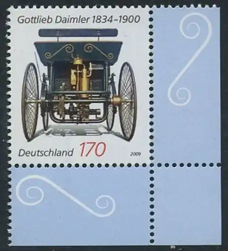 BUND 2009 Michel-Nummer 2725 postfrisch EINZELMARKE ECKRAND unten rechts