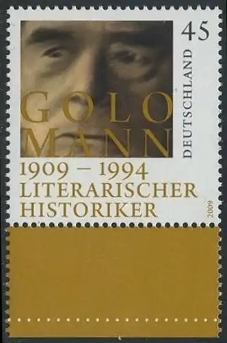 BUND 2009 Michel-Nummer 2726 postfrisch EINZELMARKE RAND unten