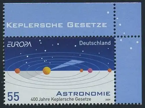 BUND 2009 Michel-Nummer 2732 postfrisch EINZELMARKE ECKRAND oben rechts