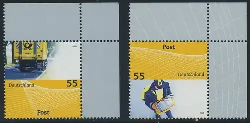 BUND 2009 Michel-Nummer 2733-2734 postfrisch SATZ(2) EINZELMARKEN ECKRÄNDER oben rechts