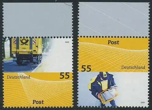 BUND 2009 Michel-Nummer 2733-2734 postfrisch SATZ(2) EINZELMARKEN RÄNDER oben (c)