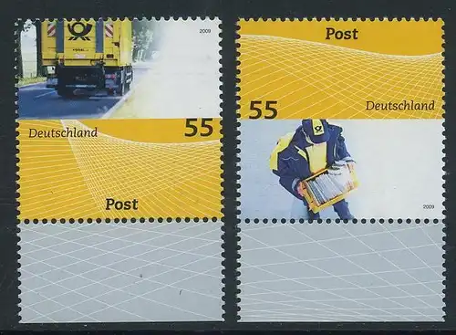 BUND 2009 Michel-Nummer 2733-2734 postfrisch SATZ(2) EINZELMARKEN RÄNDER unten (a)