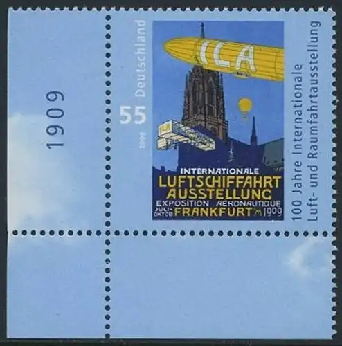 BUND 2009 Michel-Nummer 2740 postfrisch EINZELMARKE ECKRAND unten links