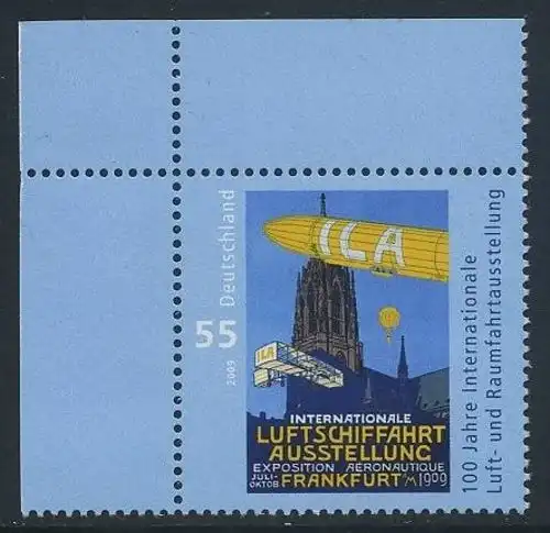 BUND 2009 Michel-Nummer 2740 postfrisch EINZELMARKE ECKRAND oben links